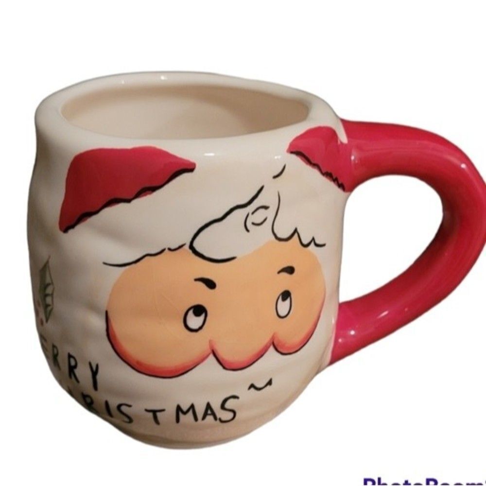 Santa Mug COFFEE cup international cookies milk merry jolly Christmas Retro